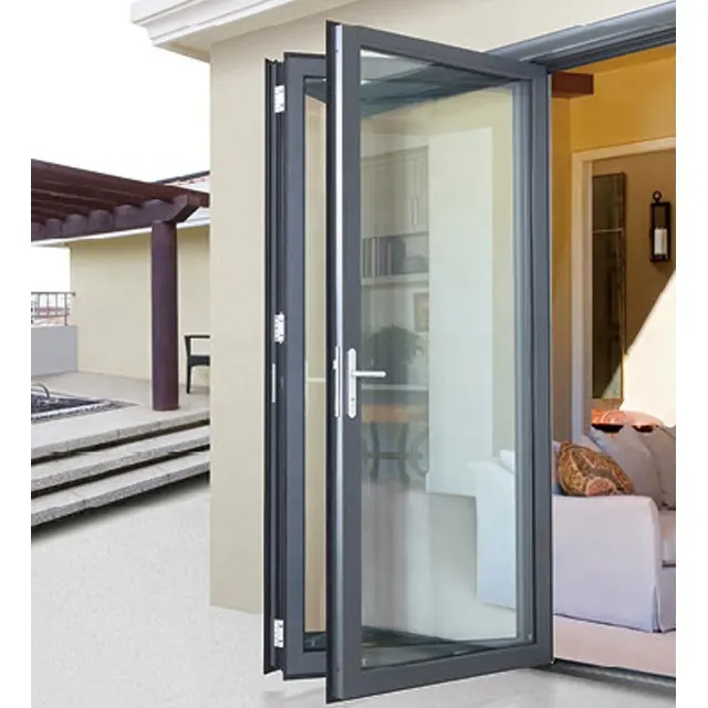 Thermal Break Sliding Folding Glass Accordion Doors Commercial Bifold Patio Aluminium Door