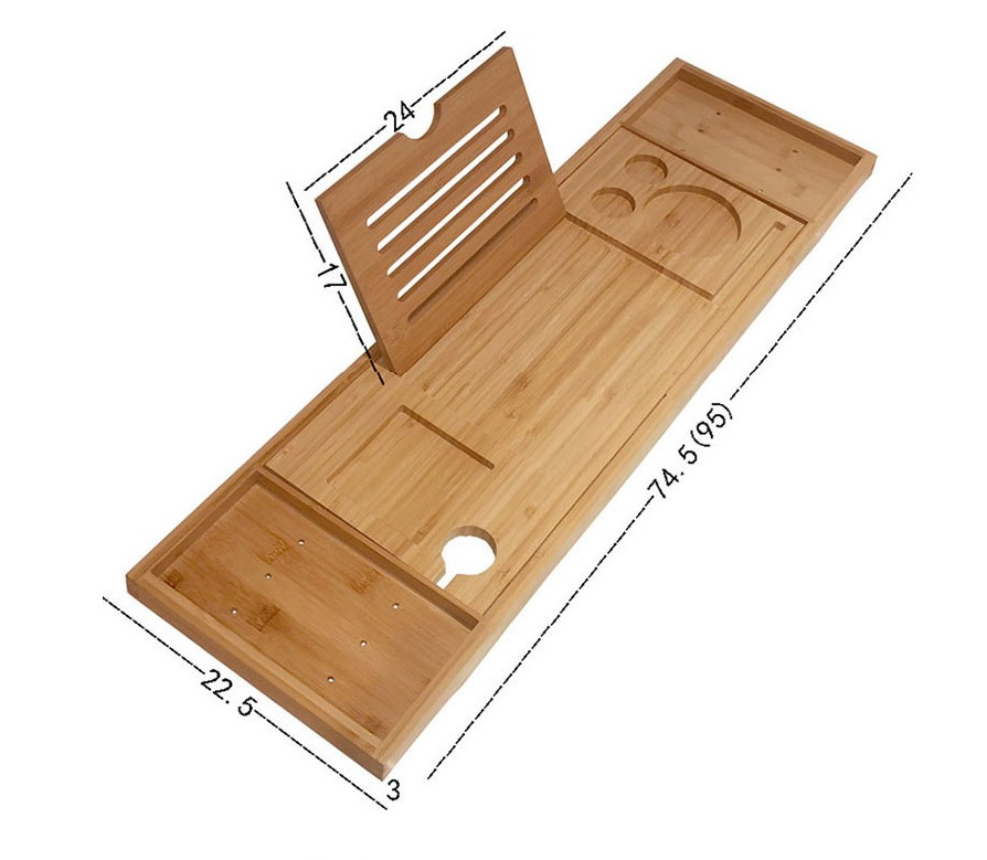 Bamboo Bathtub Tray Bathroom Extend Bath Tub Caddy Tray