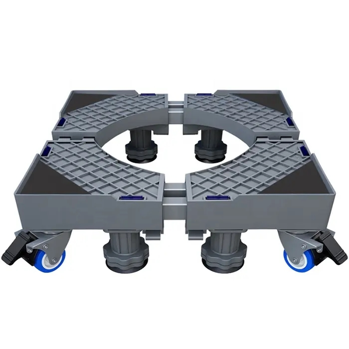 Home Refrigerator Rack Base Movable Wheels Adjustable Washing Machine Bracket Heavy Duty Triangle Floating Metal L Shape Shelf