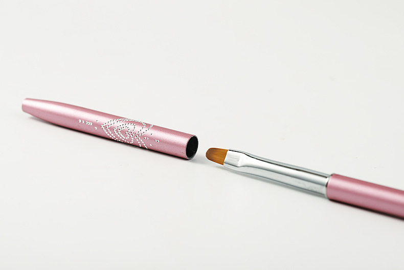 Korea Japan Hot Selling Acrylic Draw Paint Liner Brush Pink Flat Nail Brush for UV Gel