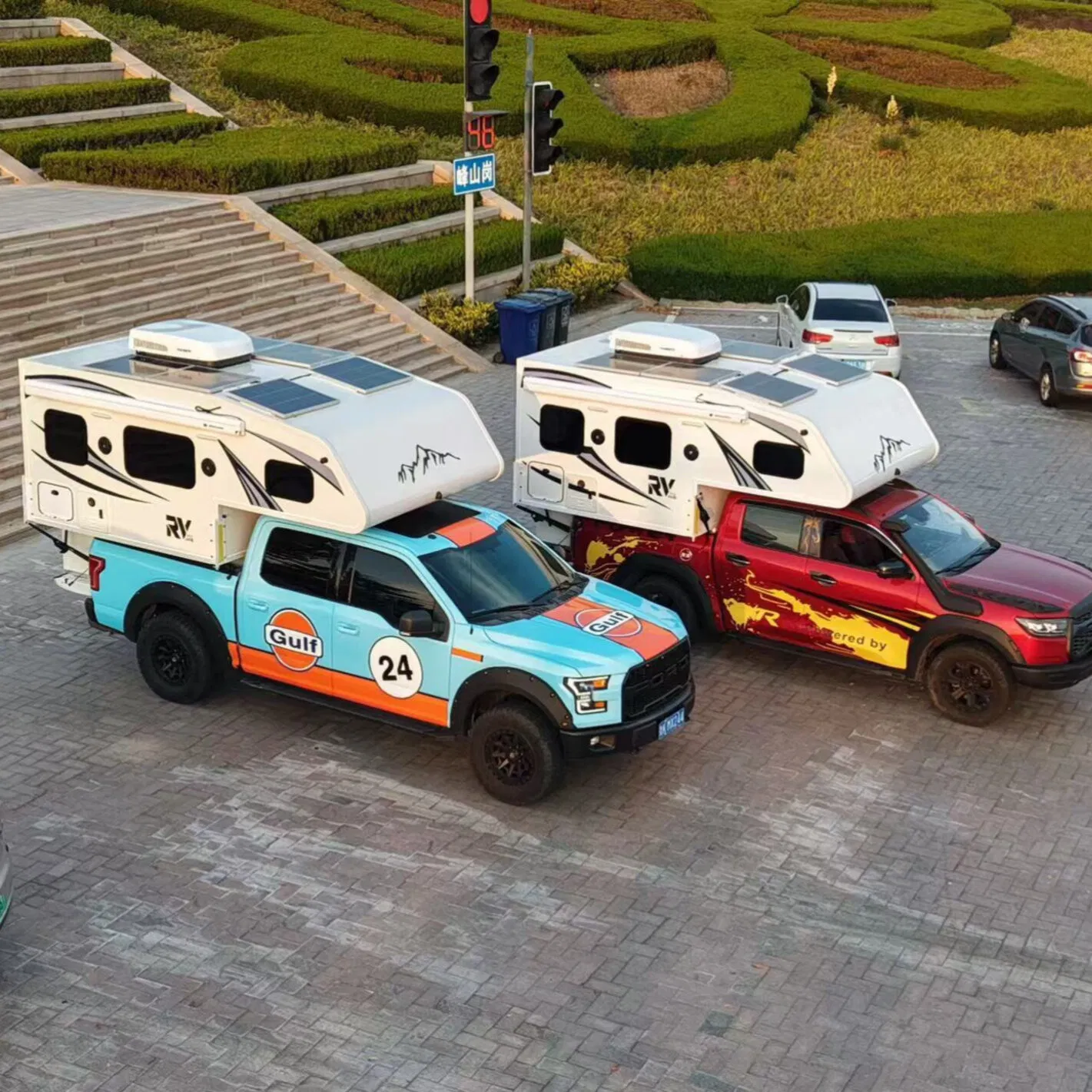 Urban Artist Hard Top Truck Camper Featuring Studio Space with Natural Lighting and Secure Storage