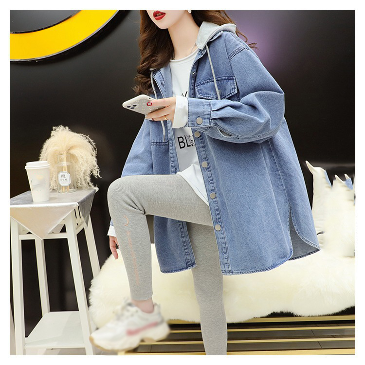 Куртка женская джинсовая удлиненная больших размеров S-XL