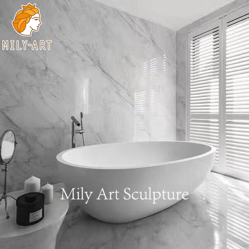 Белая мраморная ванна для ванной комнаты