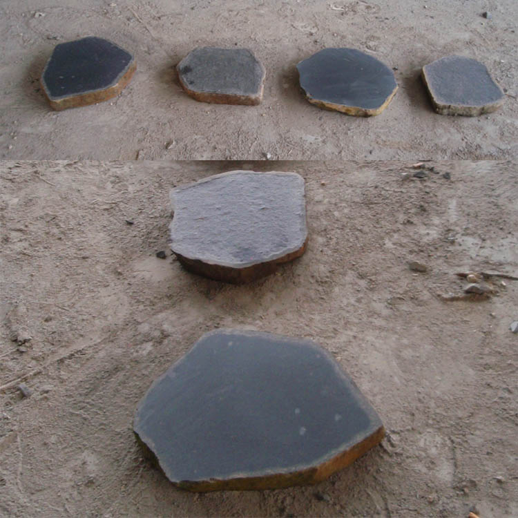 Flamed/Bush-Hammered Black Basalt Flagstone Pavers for Outdoor Garden Pavers