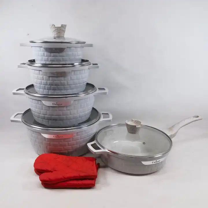 New Fashion 12 PCS High Quality Non-Stick Kitchen Ware Set Granite Manufacturer Fry Pan Cooking Pot