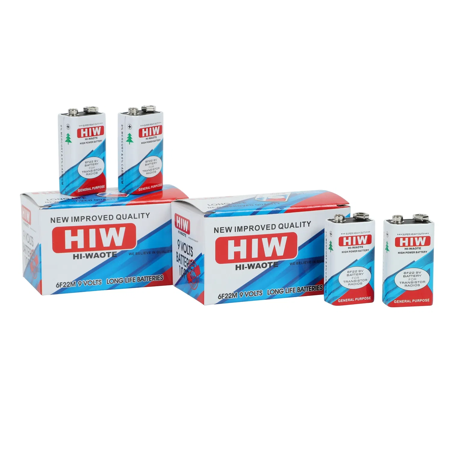 Батарейка 9V HIW 6F22 угольно-цинковая