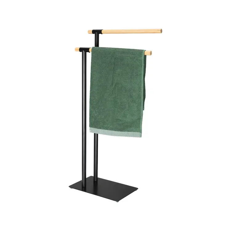 Modern Popular Two-Layer Household Bamboo Towel Rack