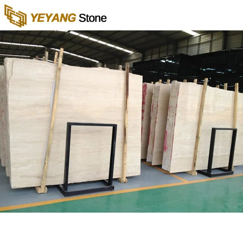 Beige Roman Travertine for Bathroom/Countertop/Vanity/Wall/Floor Vein Cut Travertine Marble Tiles Supplier
