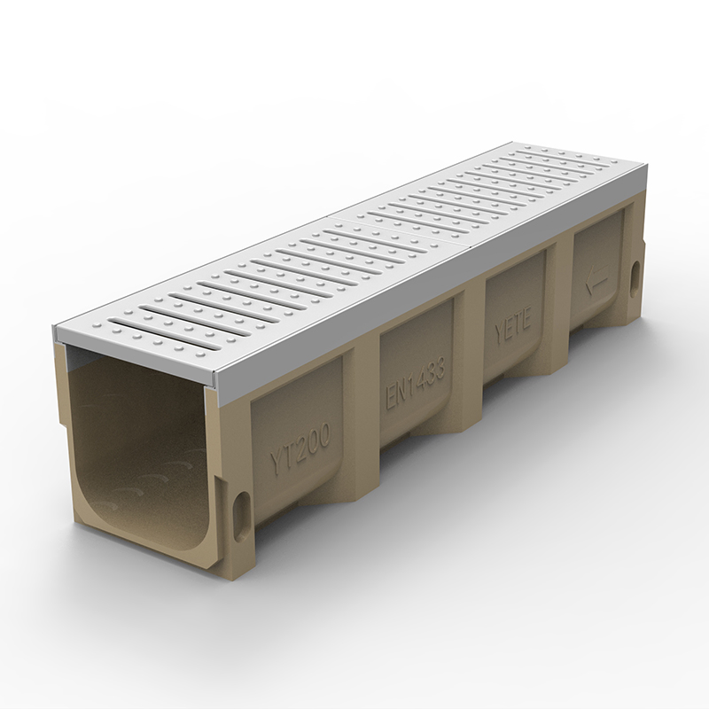 Resin Concrete Drainage Ditch with Stainless Steel Stamped Cover Plate Is Used for The External Roads of The Shopping Mall
