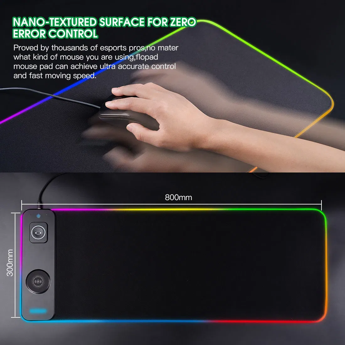 High Quality 3 in 1 Wireless Charging RGB LED Light Computer Gaming Mouse Pads for Gamer