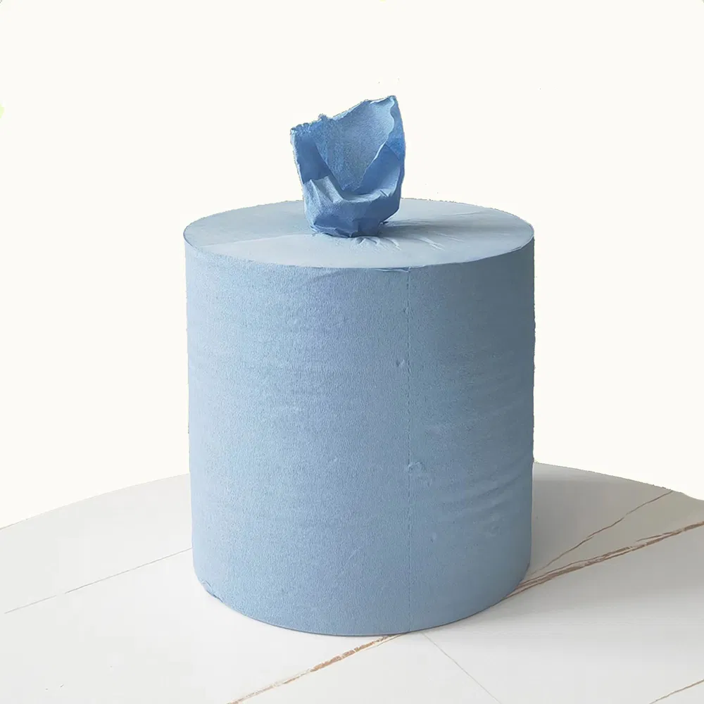 Wholesale High Quality Without Scents Vegan Biodegradable Blue Paper Hand Towel Roll