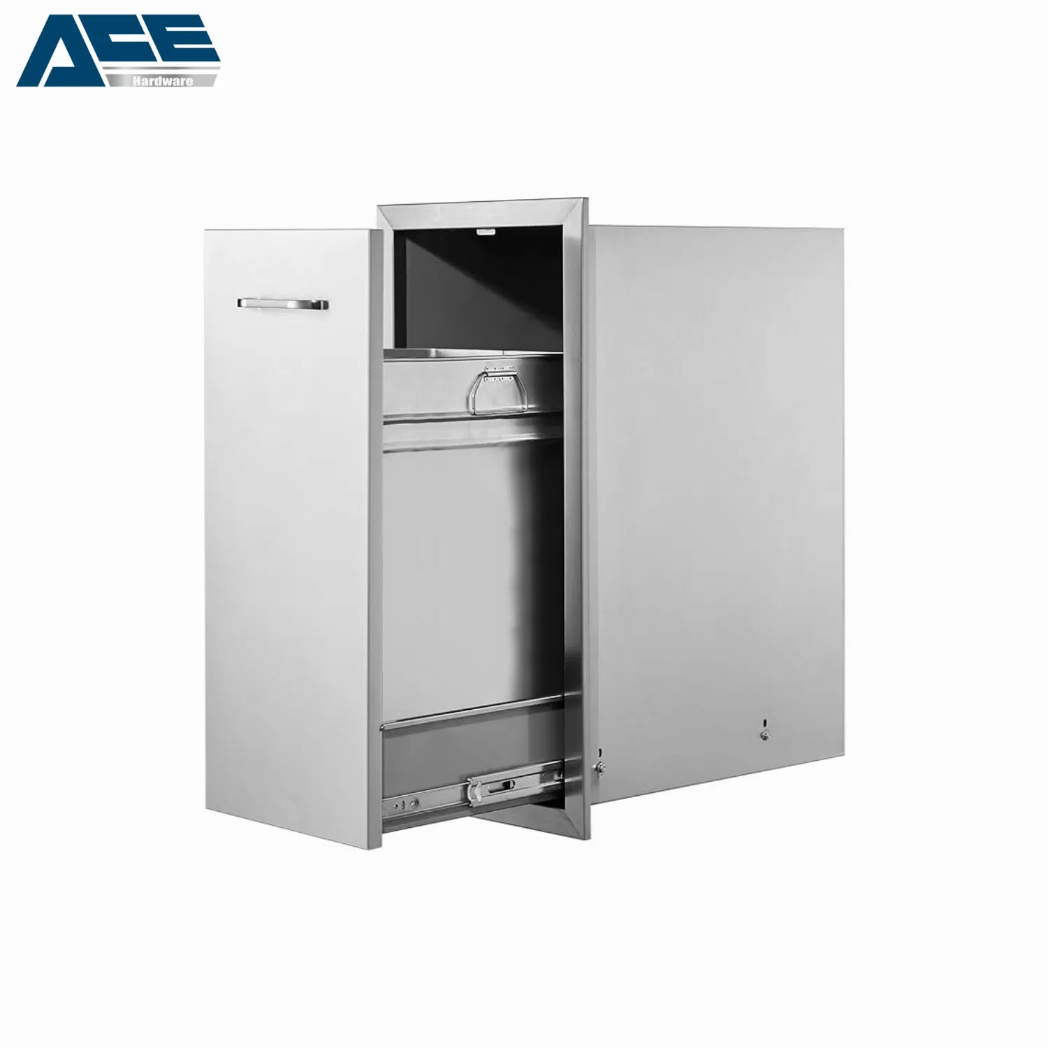 Stainless Steel Access Drawer Trash Can Outdoor BBQ Island Kitchen Built-in Cabinets