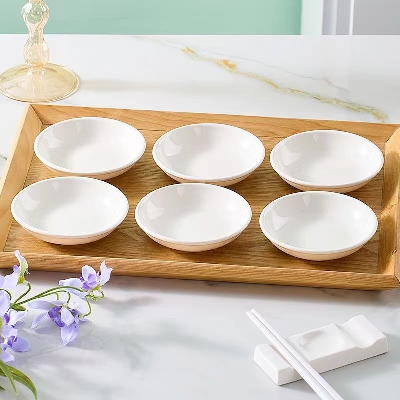 Saucer Soup Bowl Plate Square Round Shape White Ceramic Porcelain Tableware