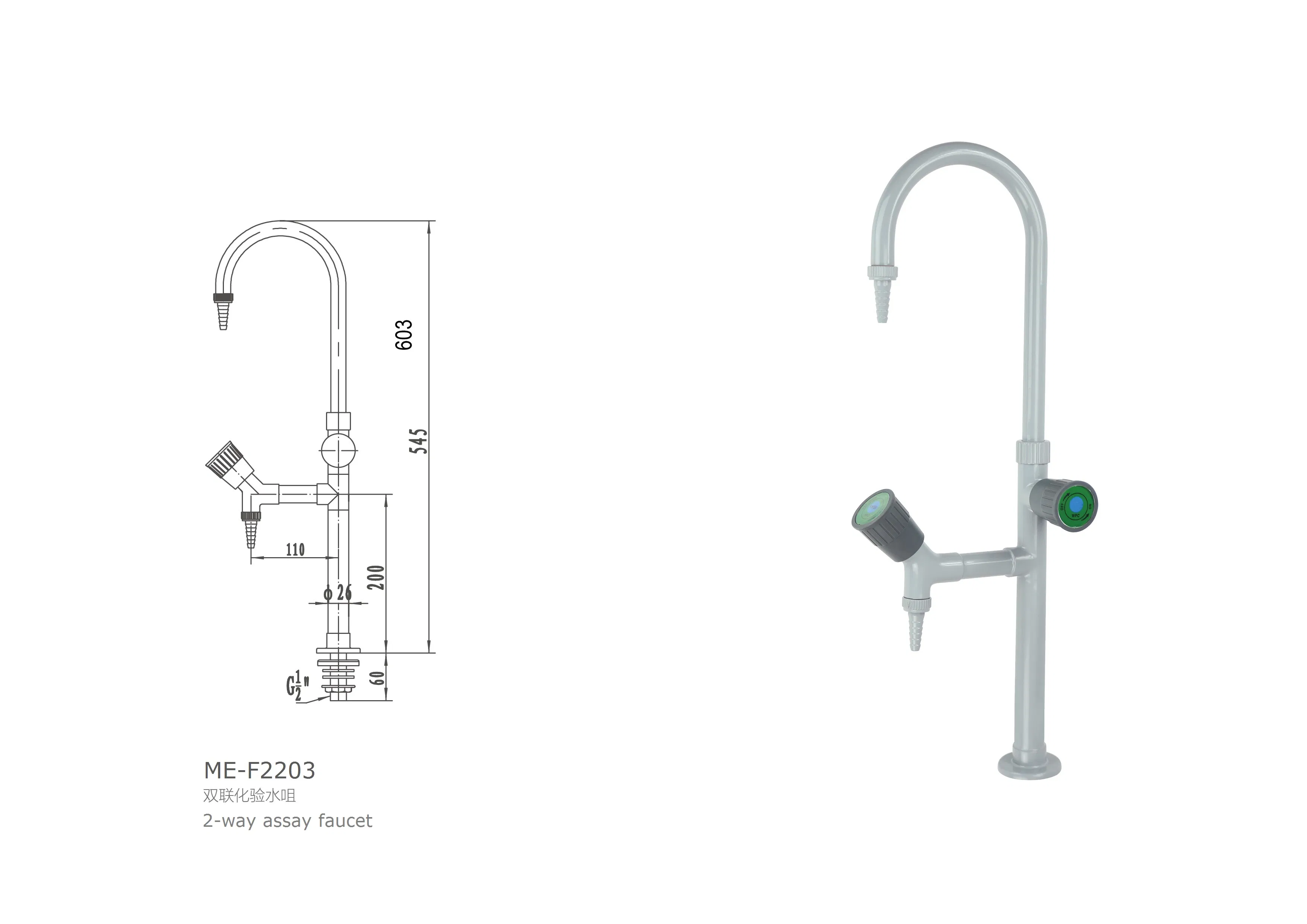 Laboratory Bench-Mounted 2-Way Water Faucet