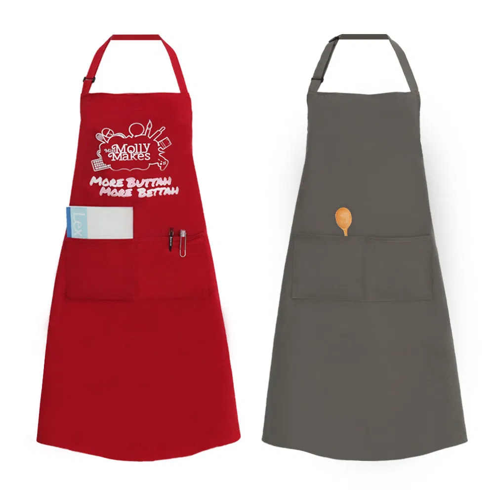 Customized Printed Cotton Polyester Fabric Adjustable Garden Apron Pocket