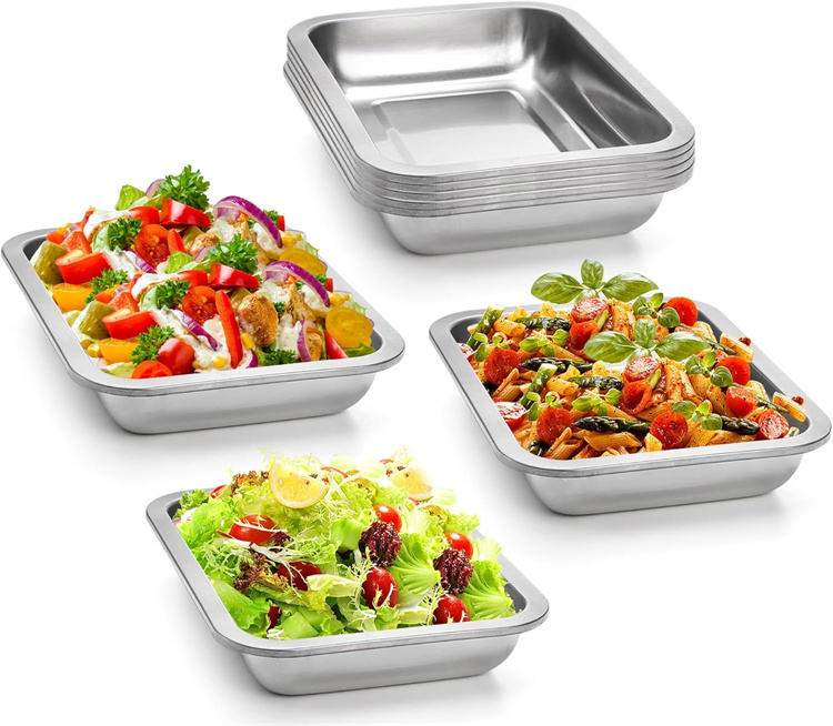 Factory Wholesale Stainless Steel Food Prep Serving Breading Pan Trays