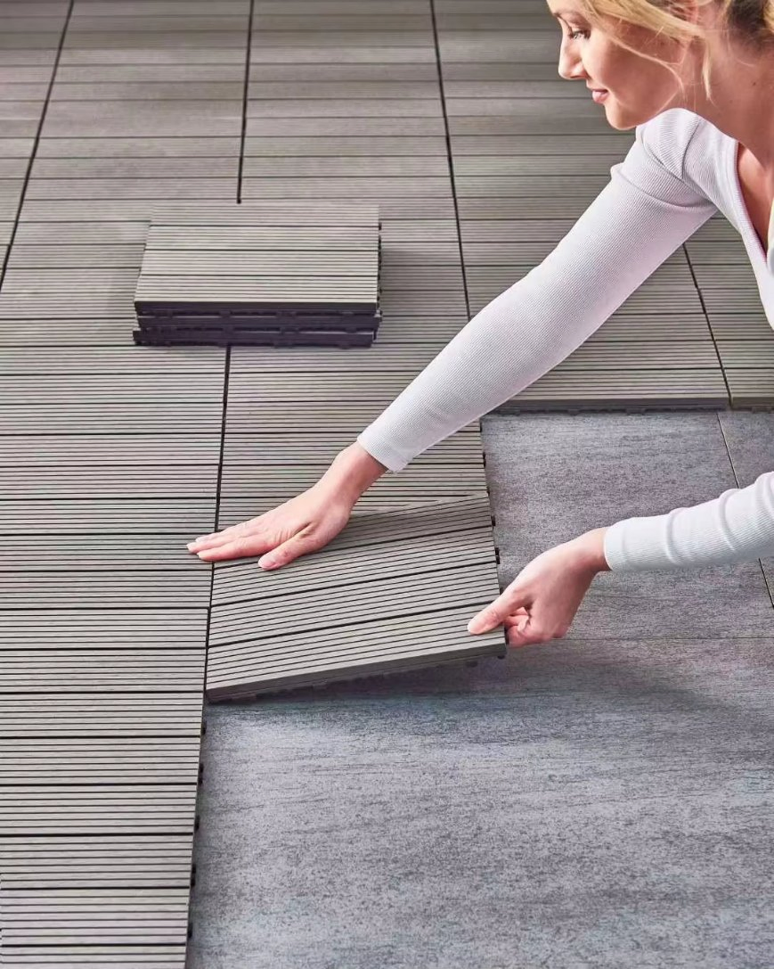 300*300mm Factory Wholesale DIY Floor for Garden Balcony Eco-Friendly WPC Interlocking Deck Tile Outdoor