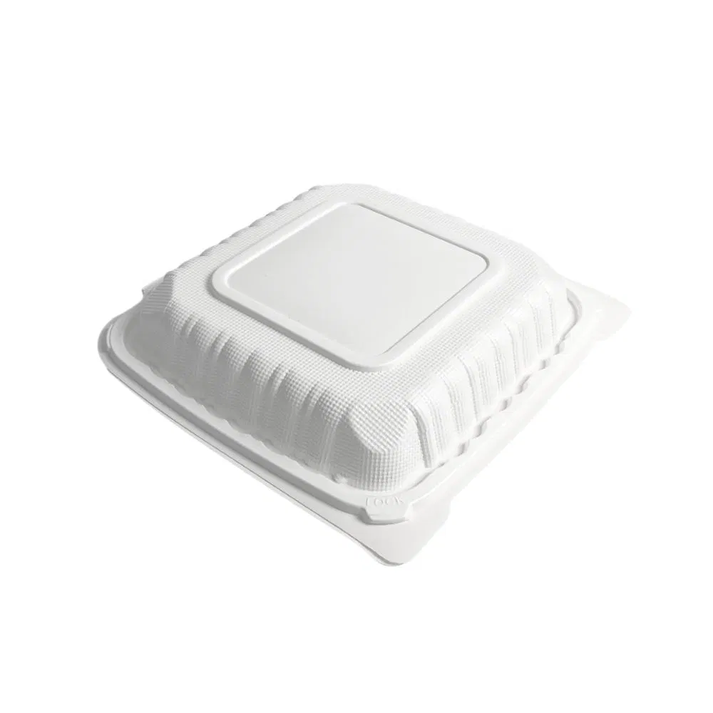 8X8'' Microwave Safe Disposable Meal Prep Catering Bento Lunch Box Sqauer Plastic Clamshell Food Takeaway Packaging