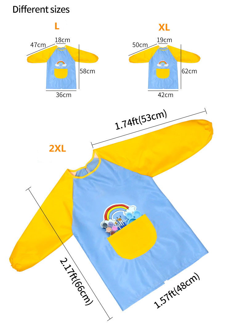 2025 Long Sleeves Private Label Painting Apron Cooking Kitchen Cotton Apron for Kids