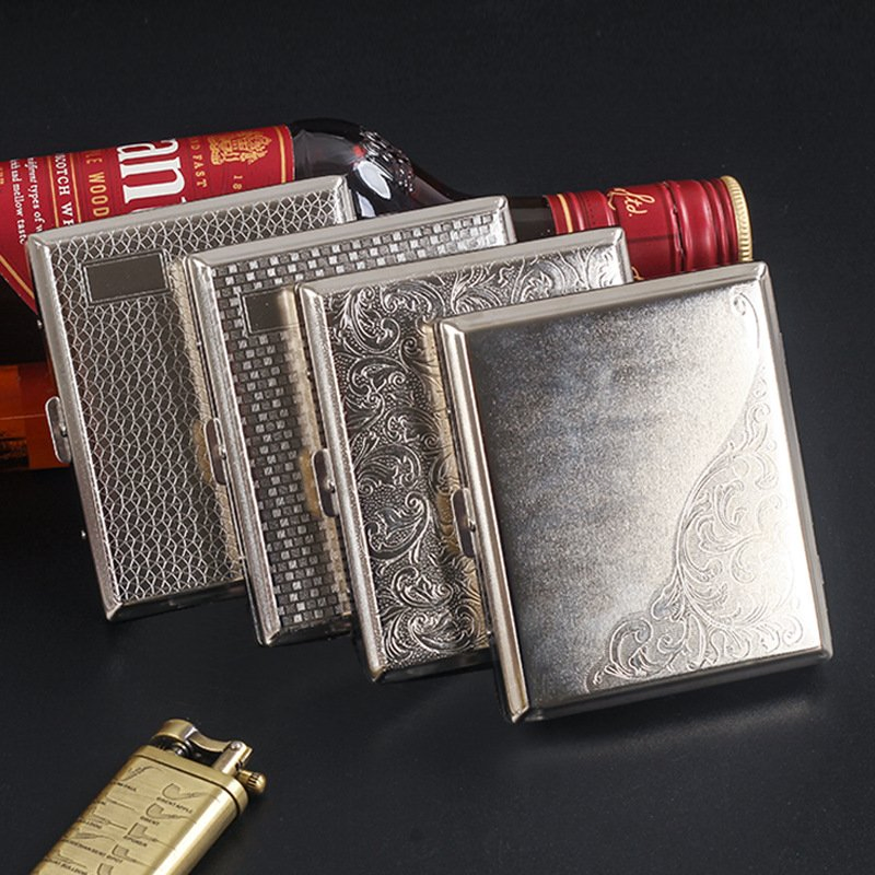 Ea532 Custom Stainless Steel Case Thin Diamond Print Luxury Slim Silver Small Fashion Box Woman Smoking Waterproof Vintage Metal Cigarette Cases