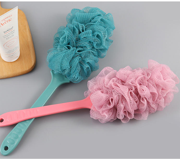 Hot Selling Bath Loofahs Body Soft Mesh Sponge Colorful Economical Long Handle Bath Sponge