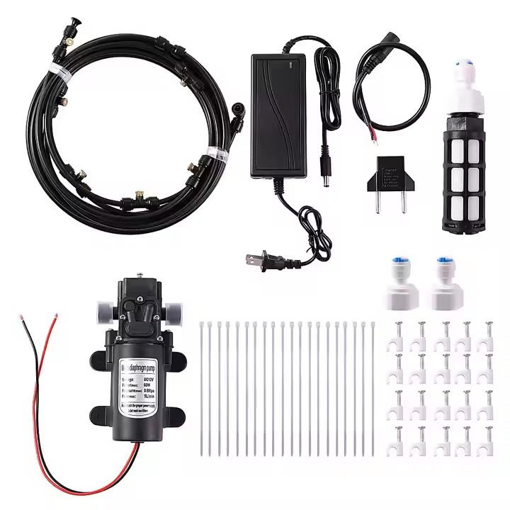 12V 18m Fog Mist System with Water Pump Mist Nozzles for Efficient Outdoor Misting Cooling System
