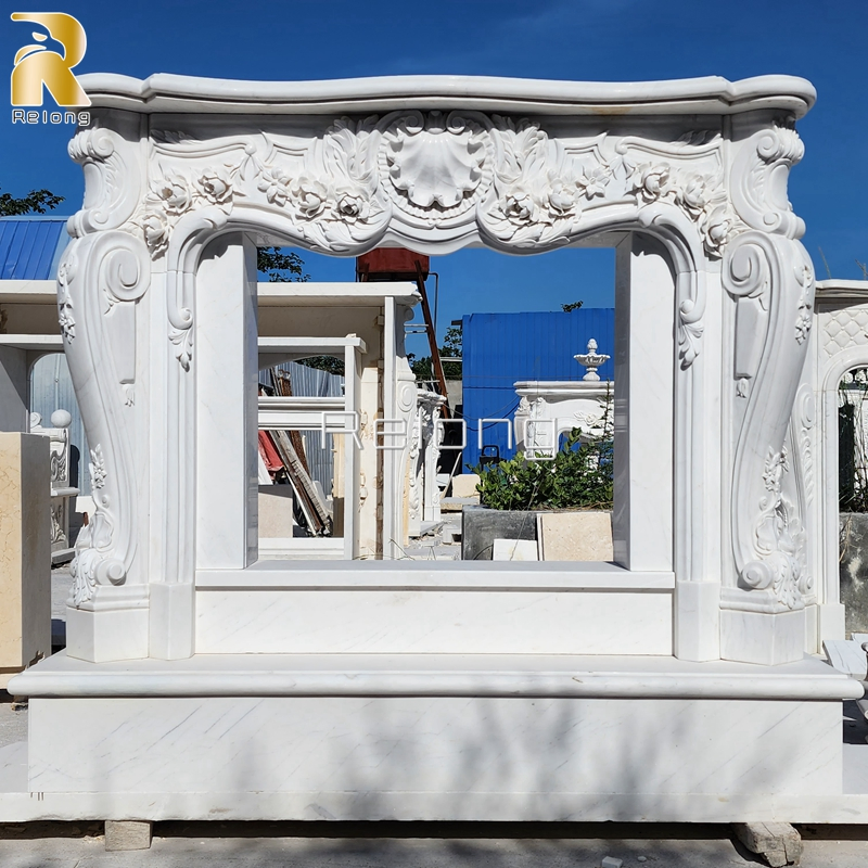 Indoor White Marble Carving Mantel Marble Interior Design Fireplace Wholesaler