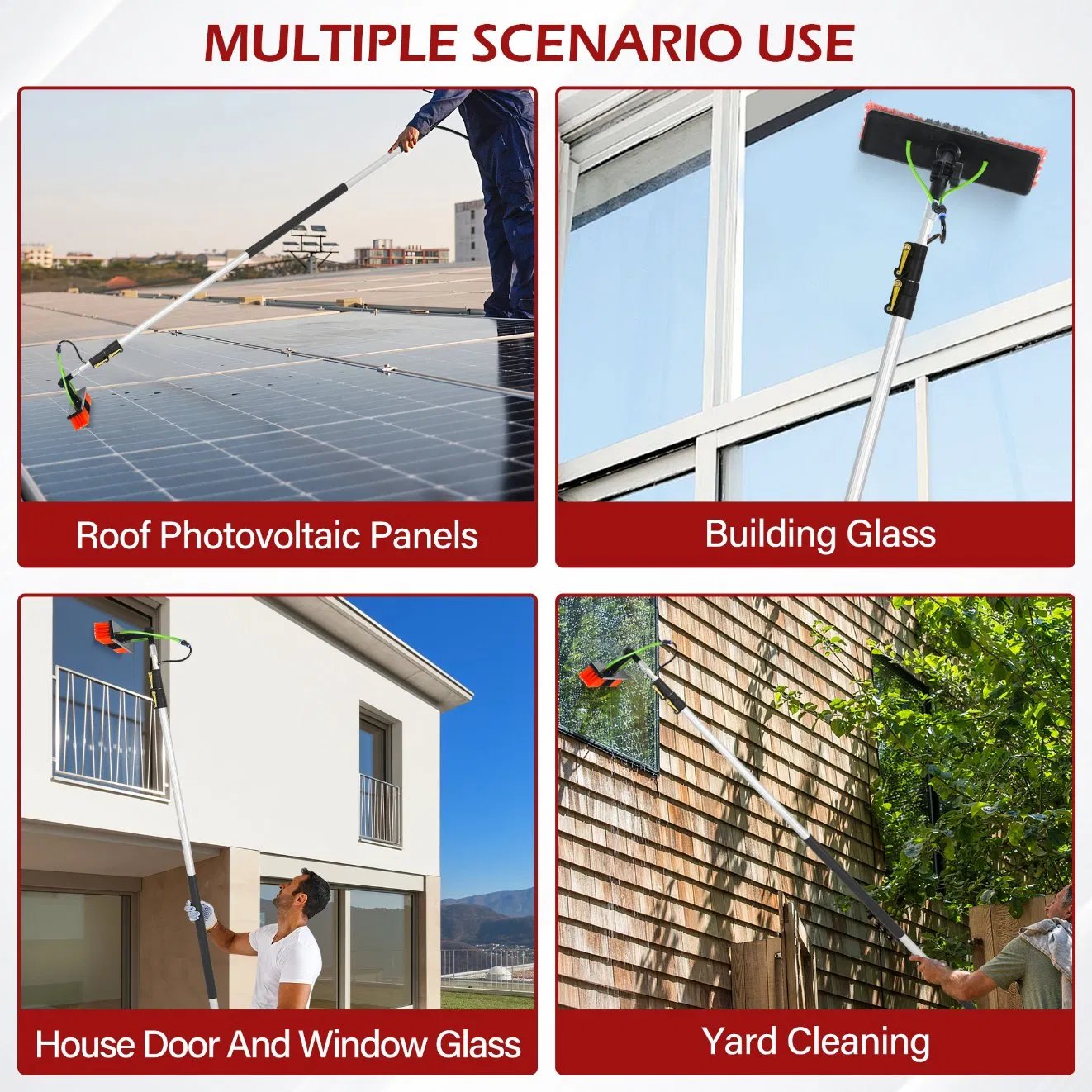 Телескопическая щетка с подачей воды для мытья окон