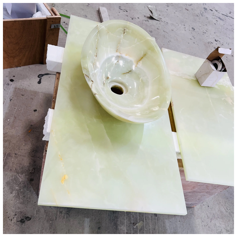 Green Onyx Marble Single Rectangle Sink Vanity Tops