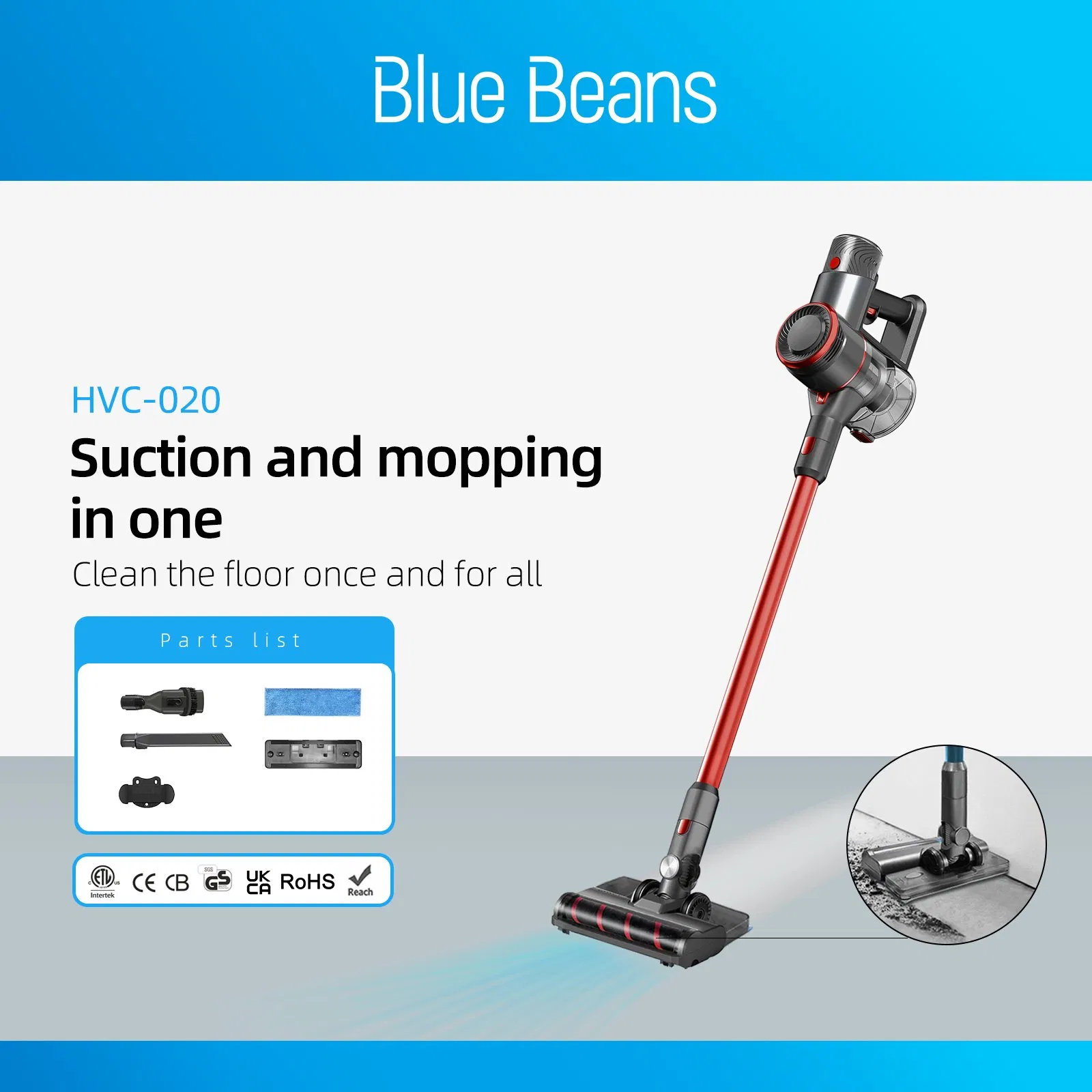 High Performance Cordless Vacuum Cleaner with Mopping Function