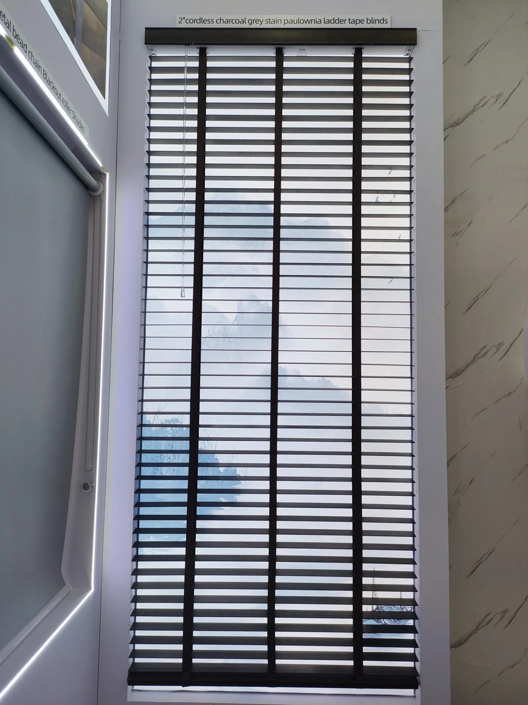 Interiors Faux Wood Blinds with Classic Valance, Cordless, 2" Slat, 34.5" W X 36" H, Blinds for Indoor Windows