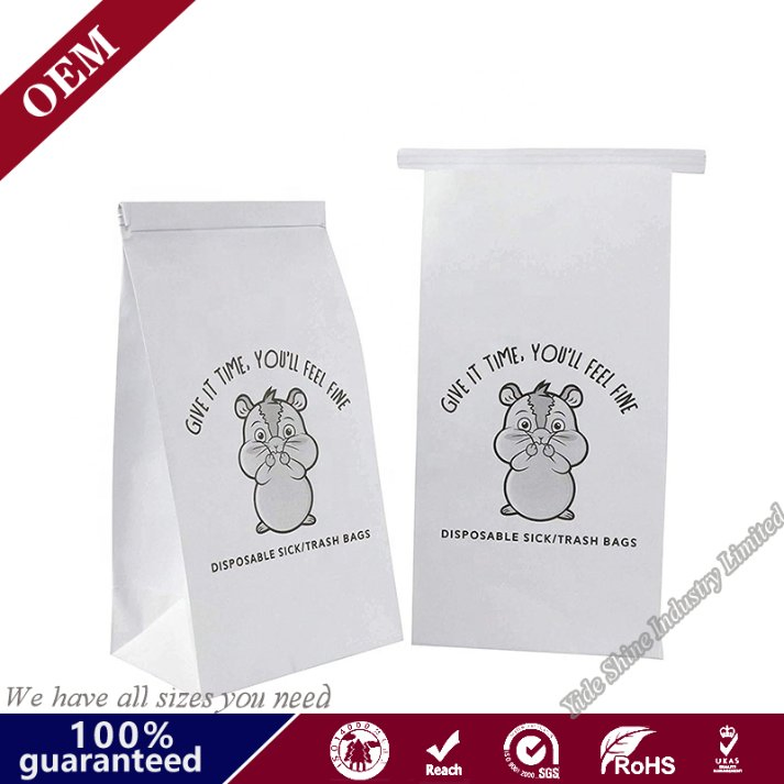 Custom Printed Air Line Airsickness Paper Vomit Bag Dry Fruit Packing Bag Travel Vomit Bags