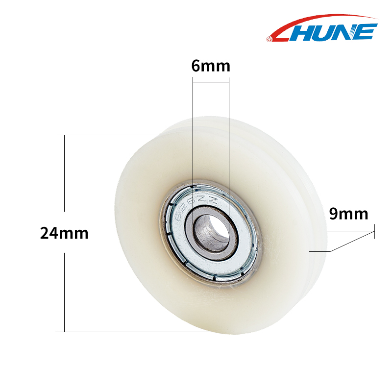 626 China Supplier Customized Miniature Plastic Nylon/POM Coated U Groove Silent Pulley Track Roller Wheel Bearing Roller Pulley U0622.5-7 Nylon Roller