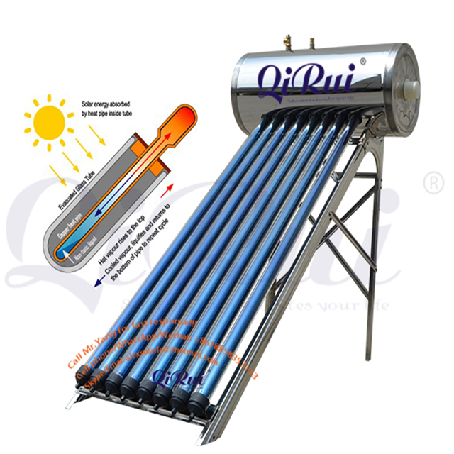 Qiruite Factory Price 100liter-360liter Heat Pipe Vacuum Tube Solar Boiler Water Heater
