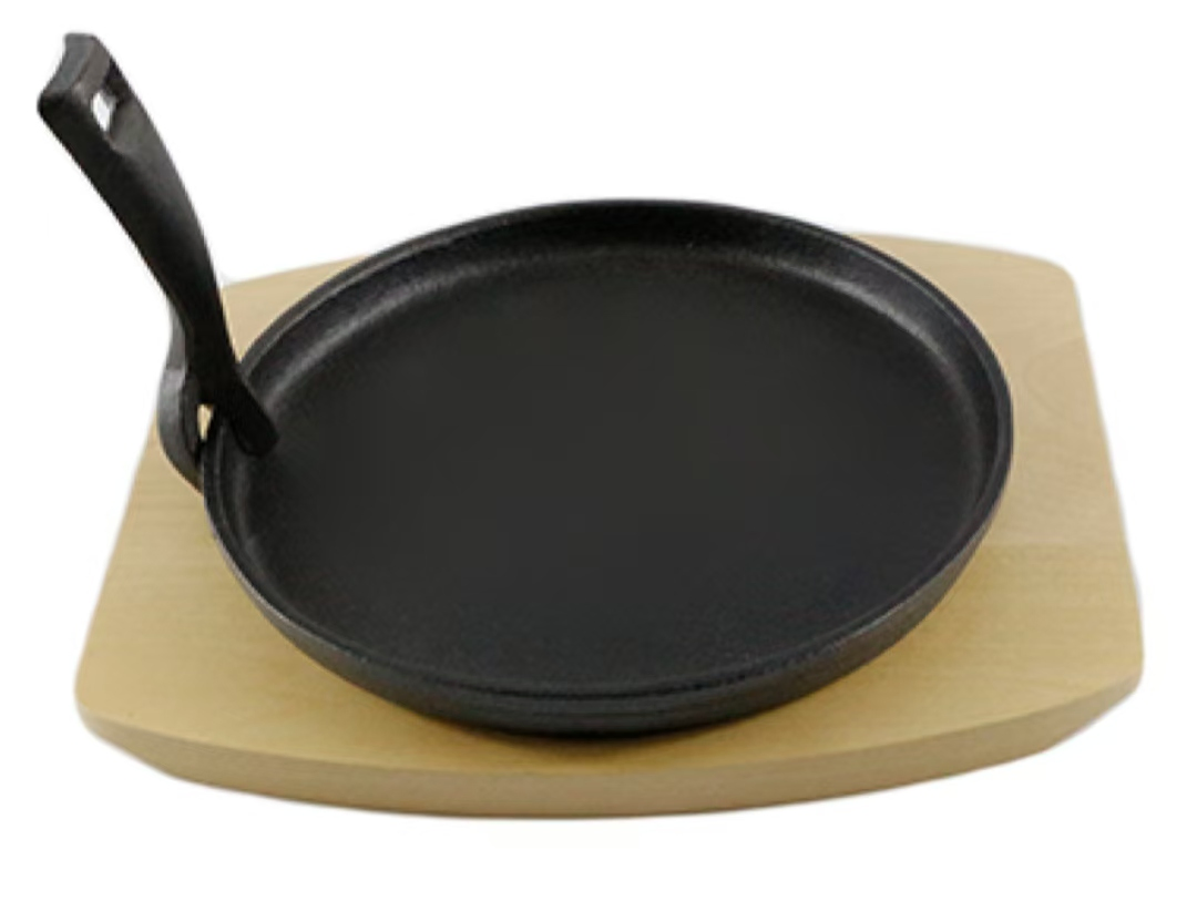 Чугунная сковорода-гриль с антипригарным покрытием и подносом