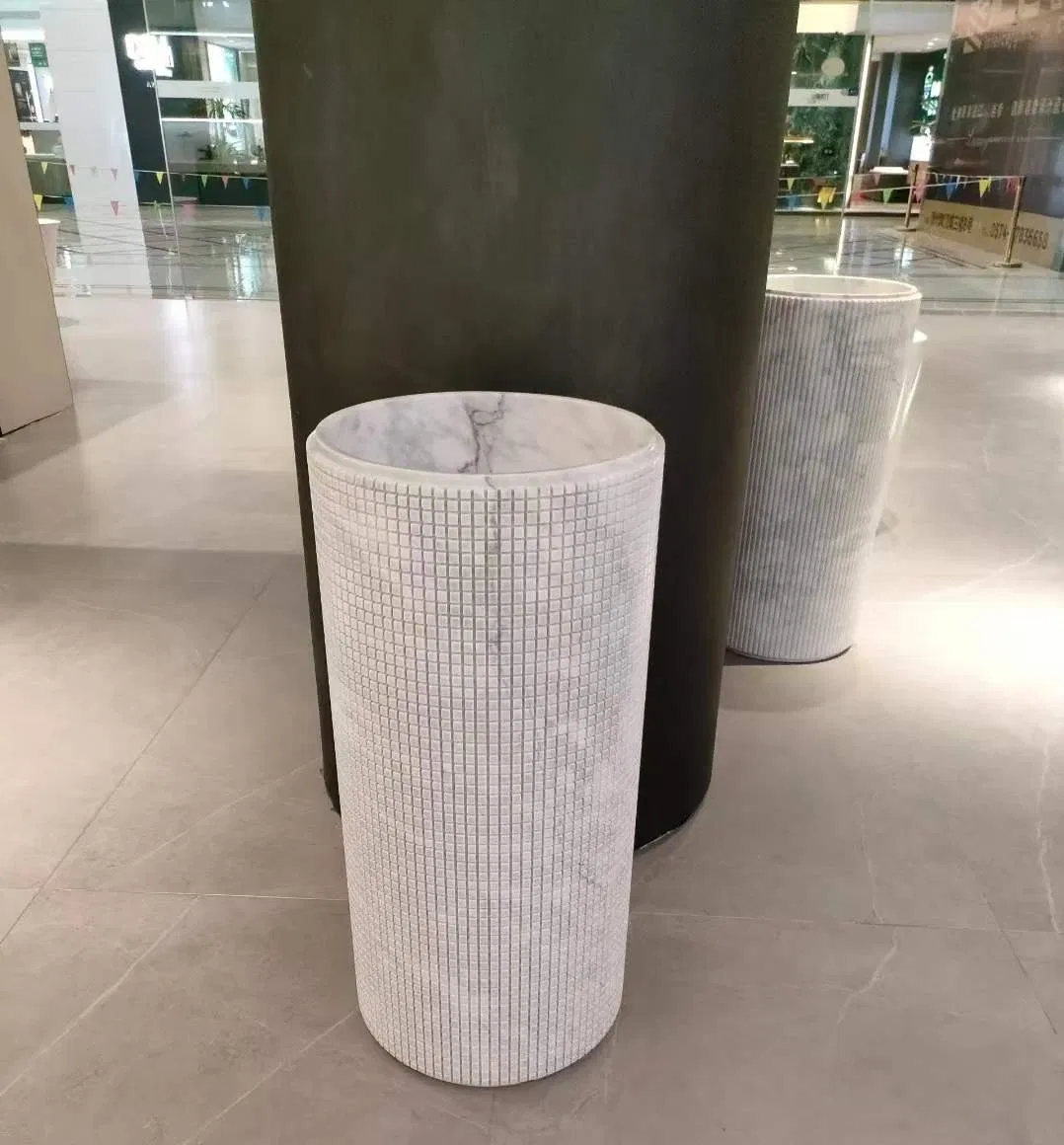 Modern Design Indoor Hotel Home Decoration Customized Size White Marble Sink with Pedestal