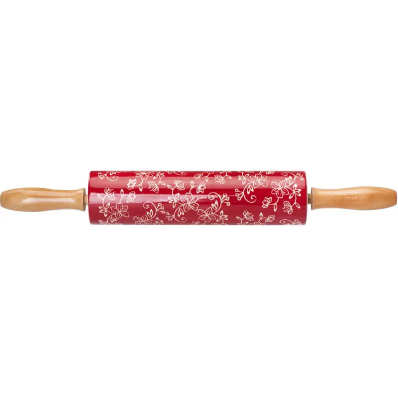 Retro Flower Print Rolling Pin for Charming Kitchen Baking Adventures