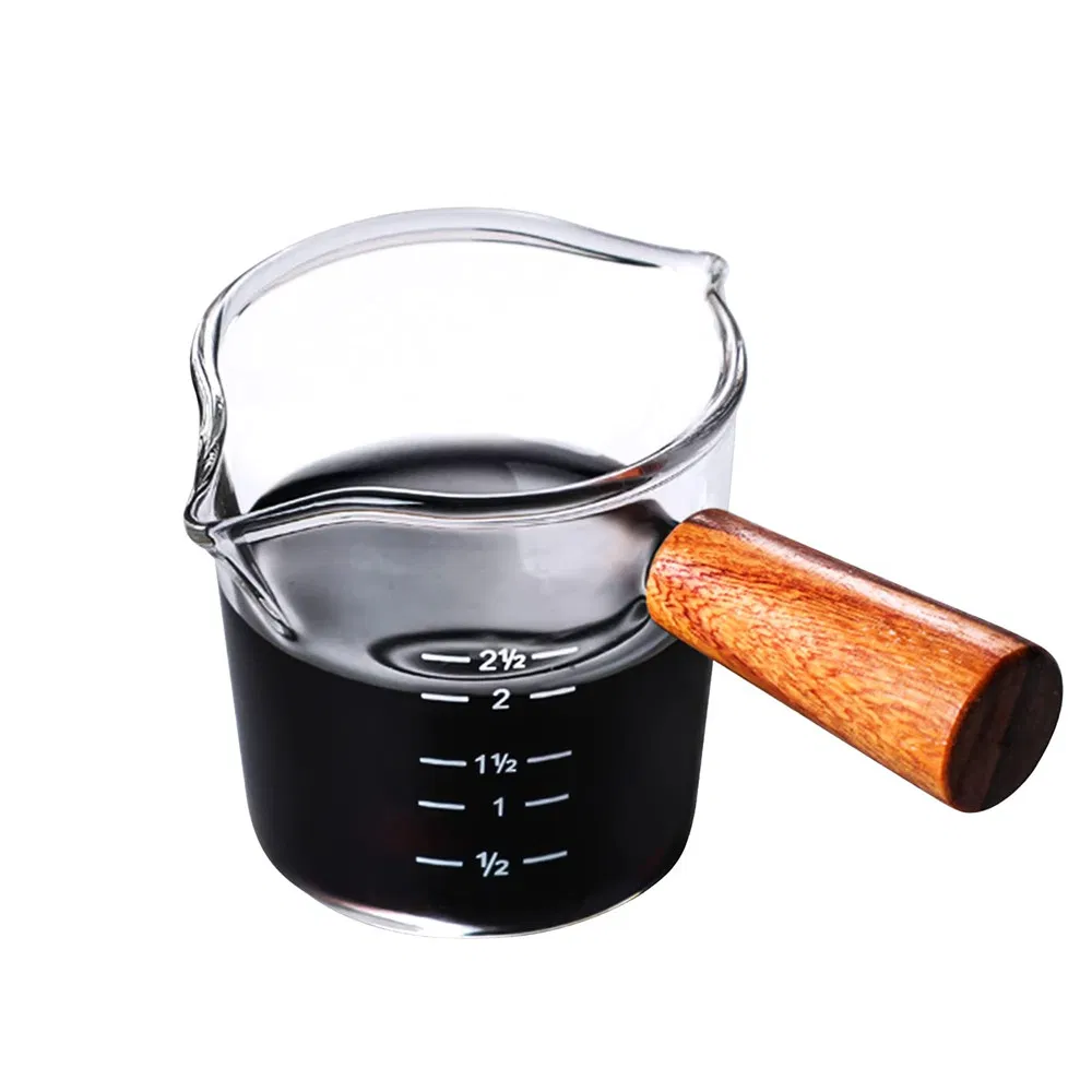 Double Spouts Measuring Cup with Wooden Handle