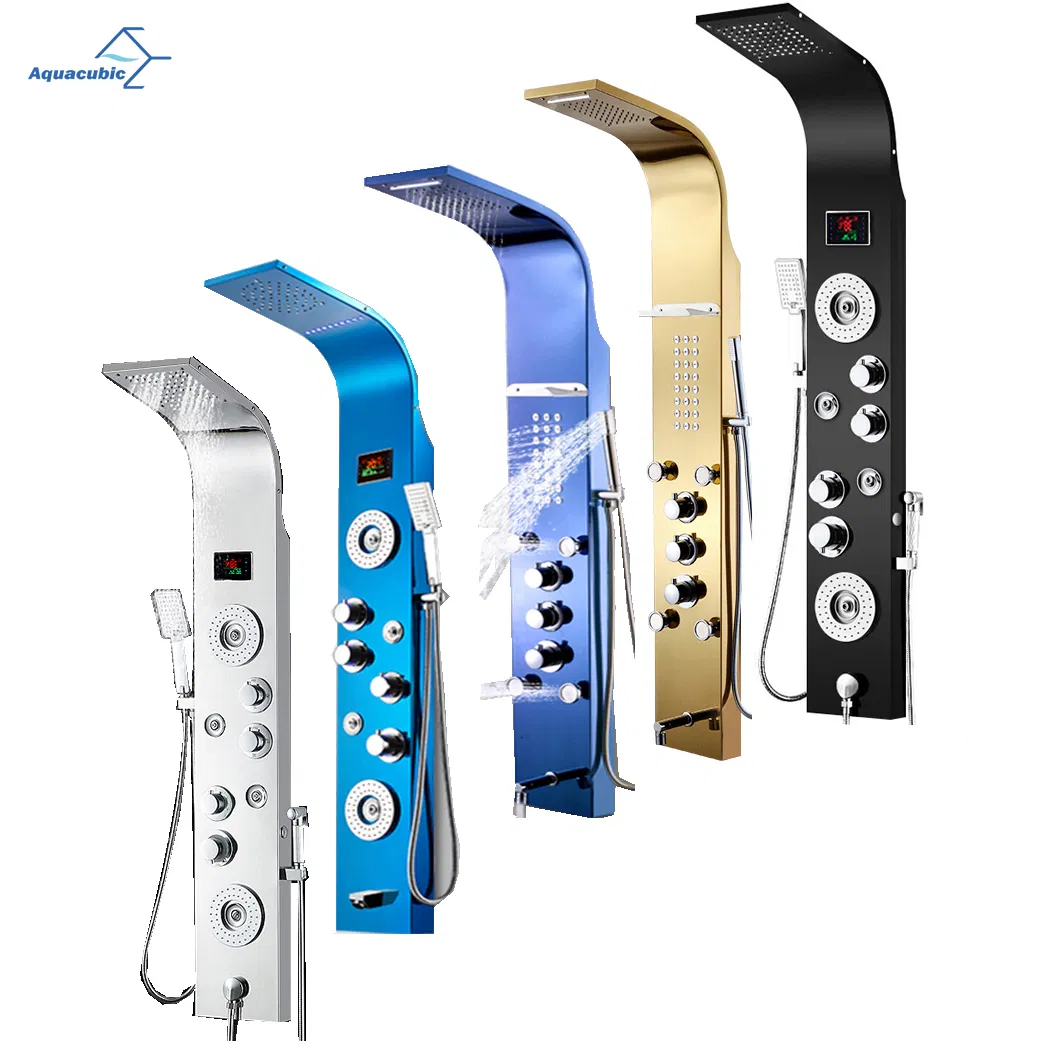 LED Bath Shower Faucet Stainless Steel Digital Display Bath Shower Panel Tower Shower