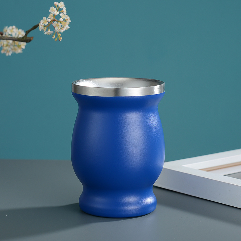 8oz Double Wall Vacuum Insulated Stainless Steel Mate Tea Beer Coffee Cup Mug with Straw