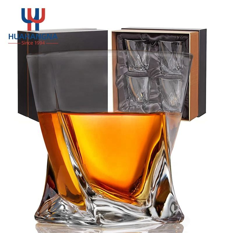 Premium Amazon Best Seller 10oz Old Fashioned Crystal Drinking Whiskey Glasses 4 Lowball Bar Tumbler Rocks Glasses in Gift Box for Bourbon Whisky Cocktail