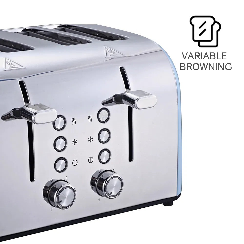 Custom Kitchen Classic Vintage 4 Slice Toaster with 6 Bread Shade Setting Wide Slot