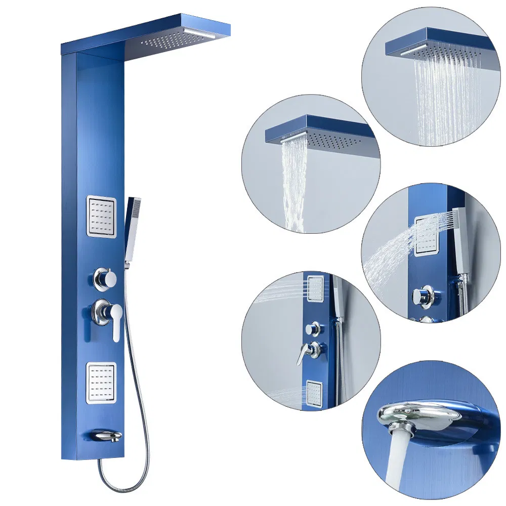 Stainless Steel Multifunction Waterfall Rain Bathroom Shower Panel