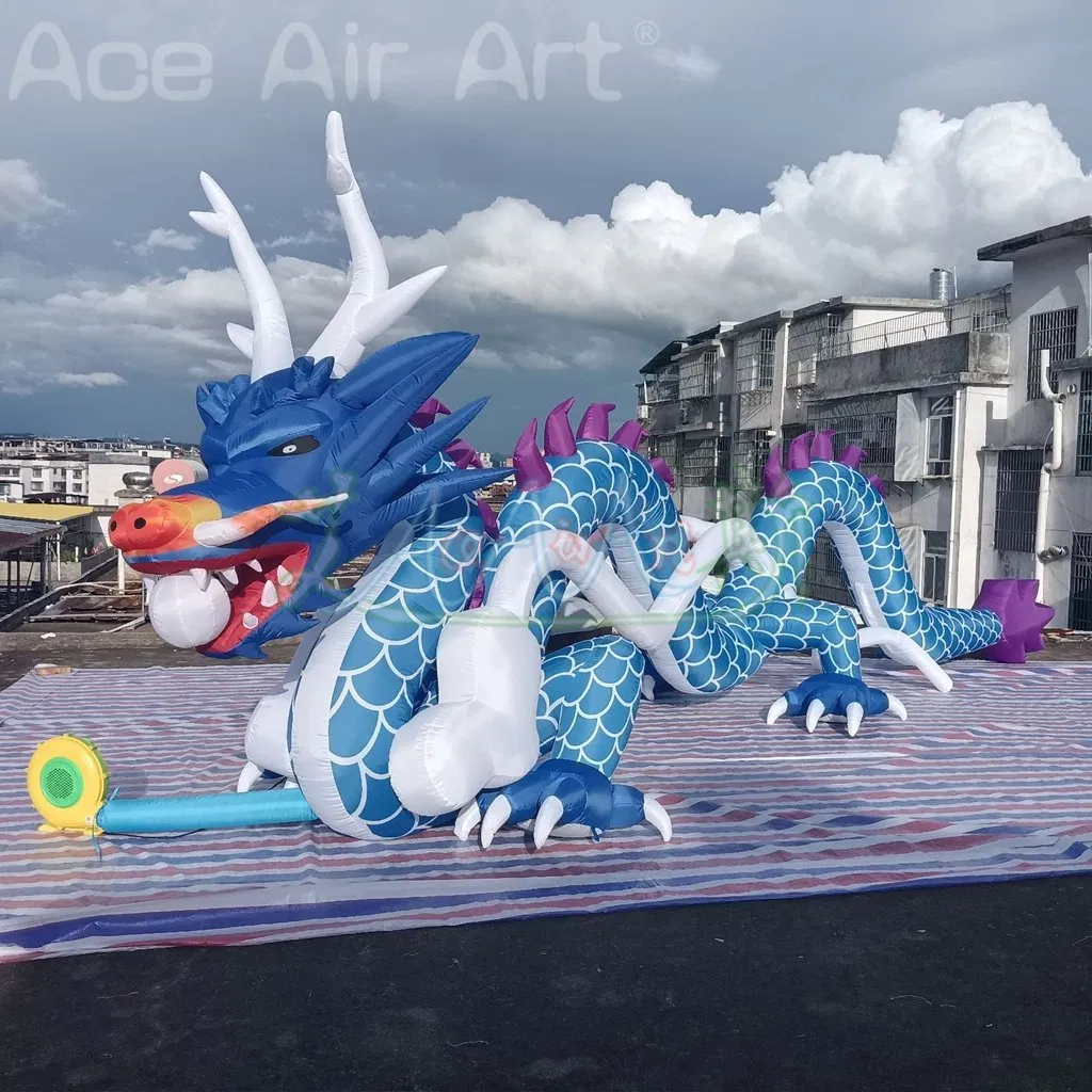 9ml Large Blue Inflatable Dragon for Event Party Decorations