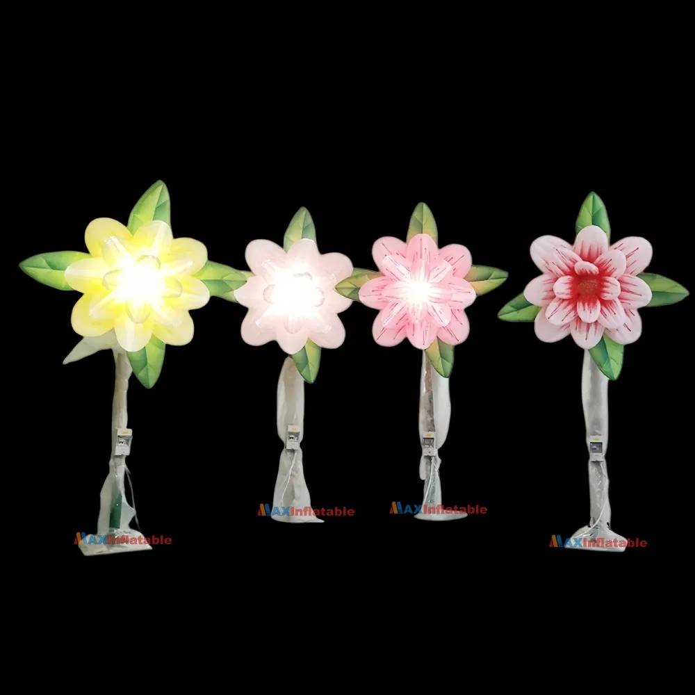 Shopping Mall Street Decorative Inflatable Automatic Sensor Flower-Shaped LED Light Air Model