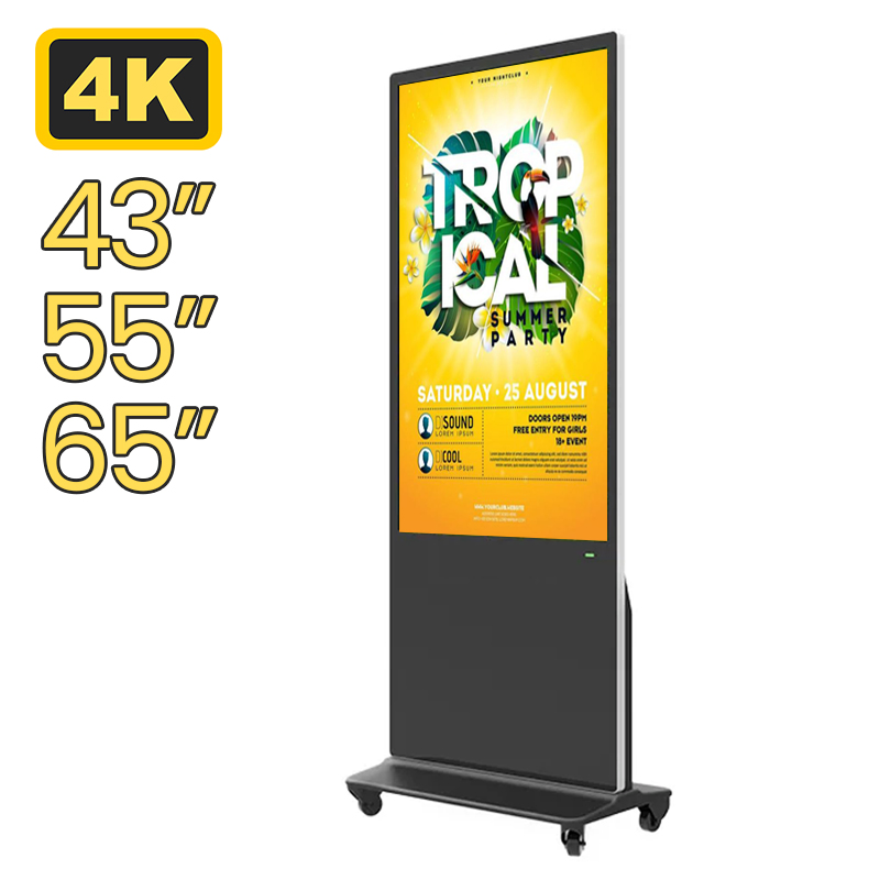 China 43 55 65 Inch Indoor Floor Stand Digital Signage Totem Video Player Touch Screen TV Vertical Interactive LCD Advertising Kiosk Display for Shopping Mall