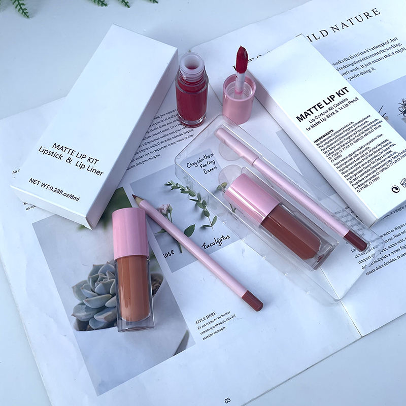 Waterproof Custom Logo Makeup Private Label Matte Lipstick with Lipliner Kit