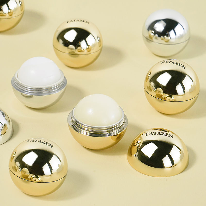 OEM Organic Vegan Chapstick Moisturizing Lip Cream Golden Silver Hydrating Lip Balm Round Ballnatural Plumping Lip Balm