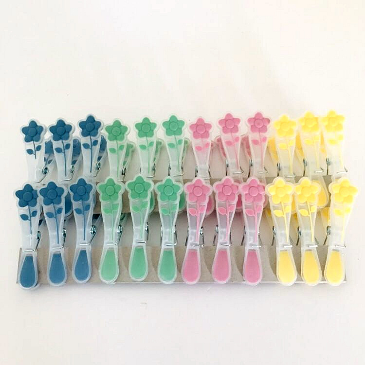 Rose Pattern Non-Slip Plastic Clothes Pegs with Soft TPR Grip
