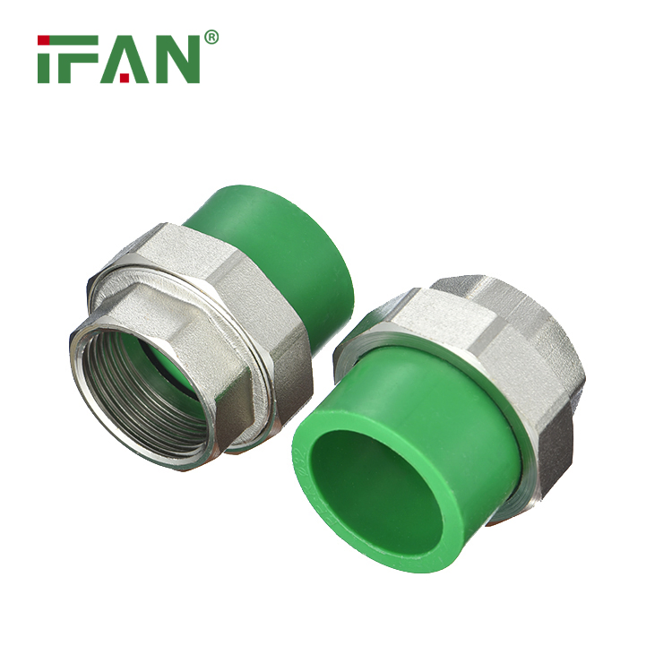 Ifan Safety NBR 15884 PPR Fittings Plumbing 20-110mm Green Color Fitting PPR Female Union Brass PPR Pipe Fitting
